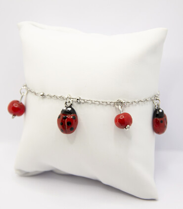 Bracciale con ciondoli coccinella